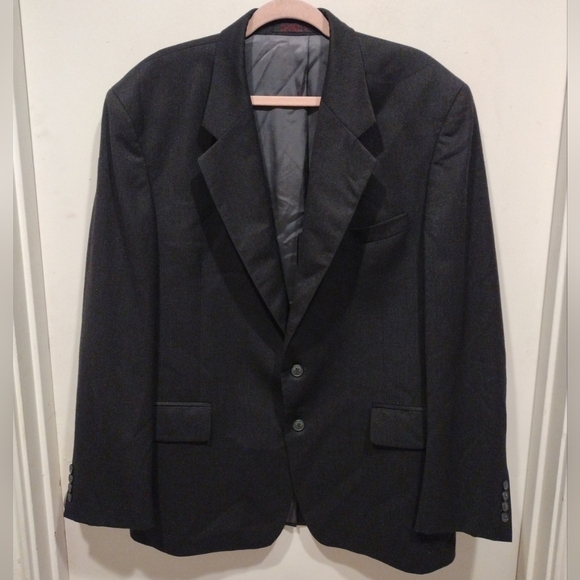 Savile Row Men's 100% Wool Dark Gray Blazer Suit Jacket Sz  44R Office Event - Picture 1 of 6